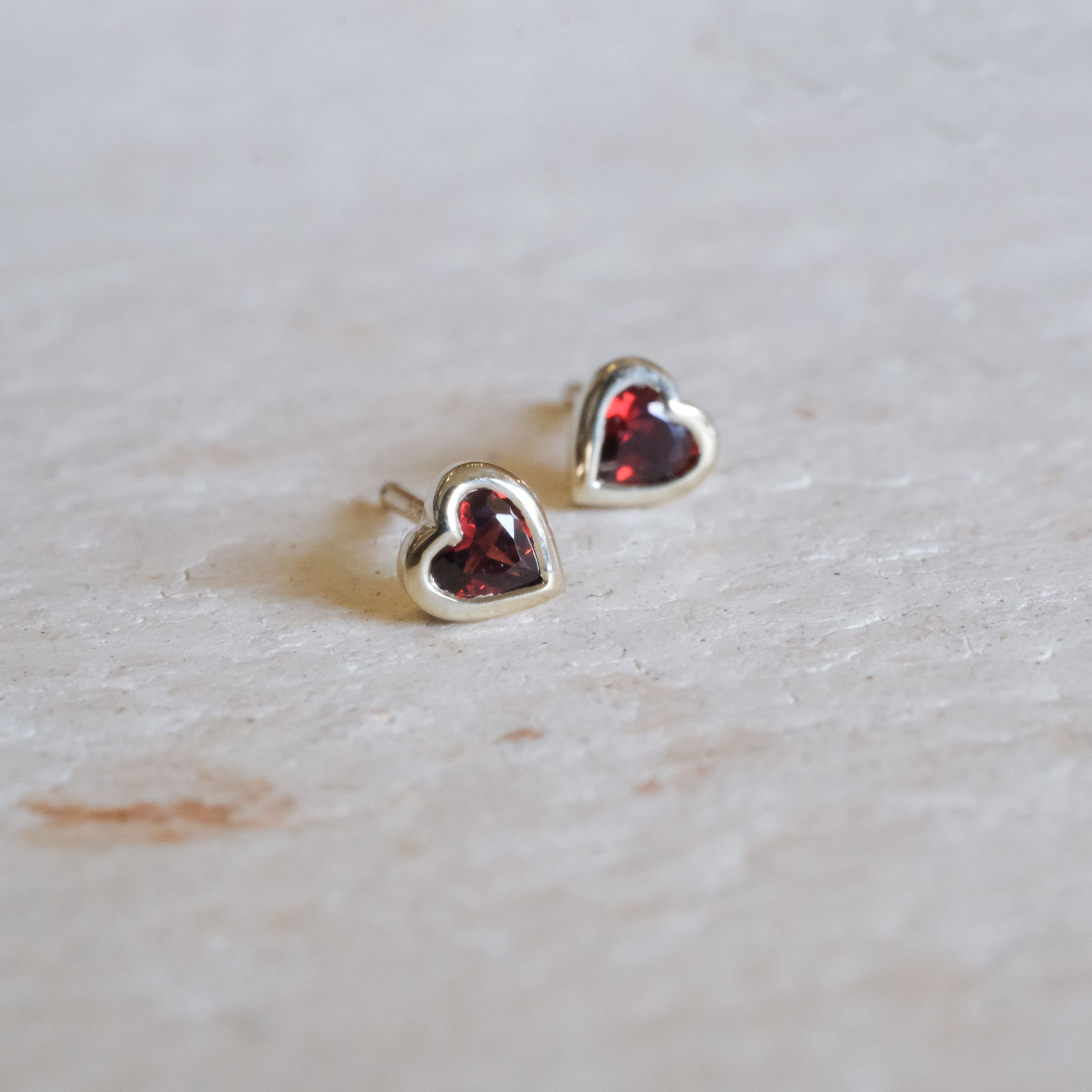 Bezel Heart Earrings | OOAK
