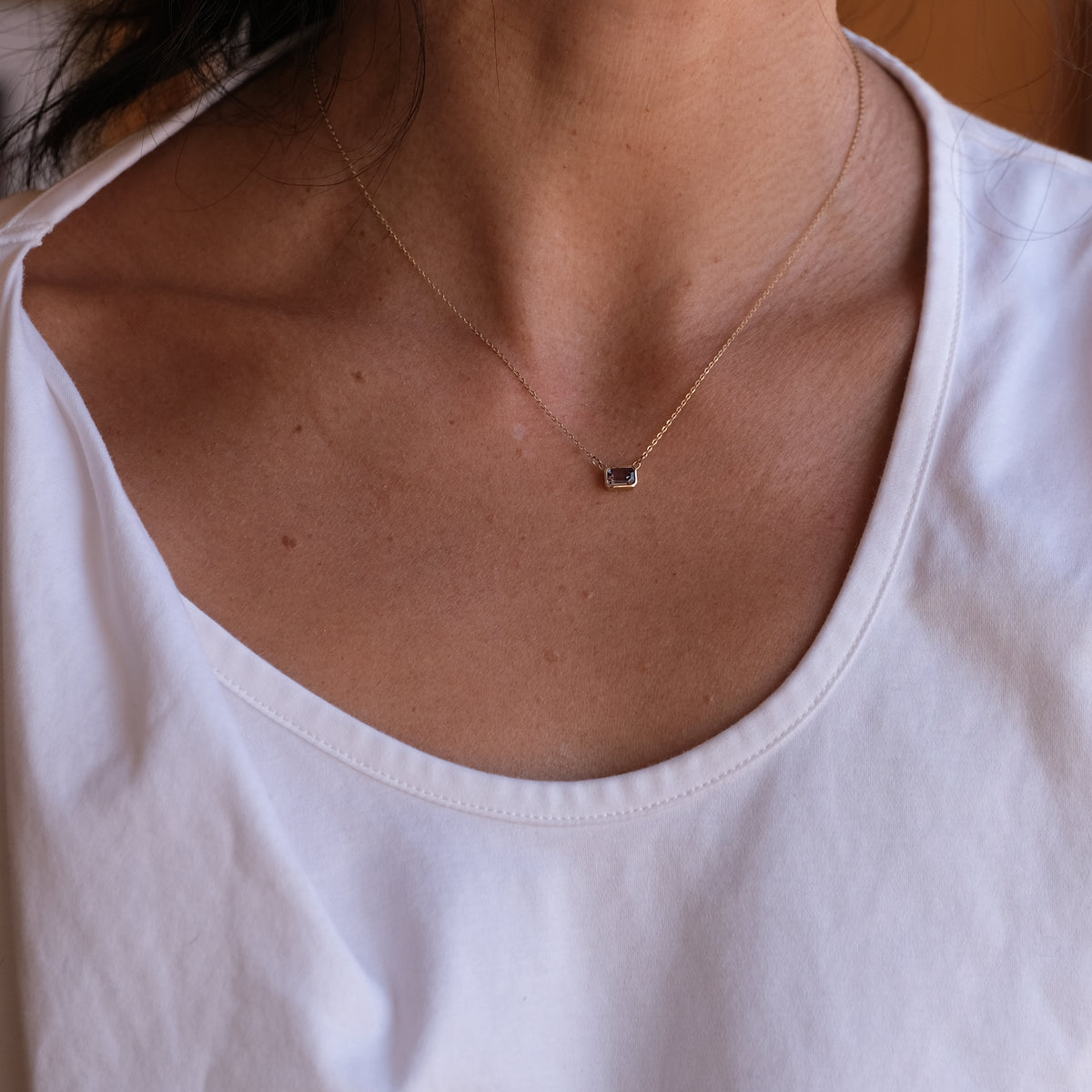 Emerald Cut Sapphire Necklace | OOAK