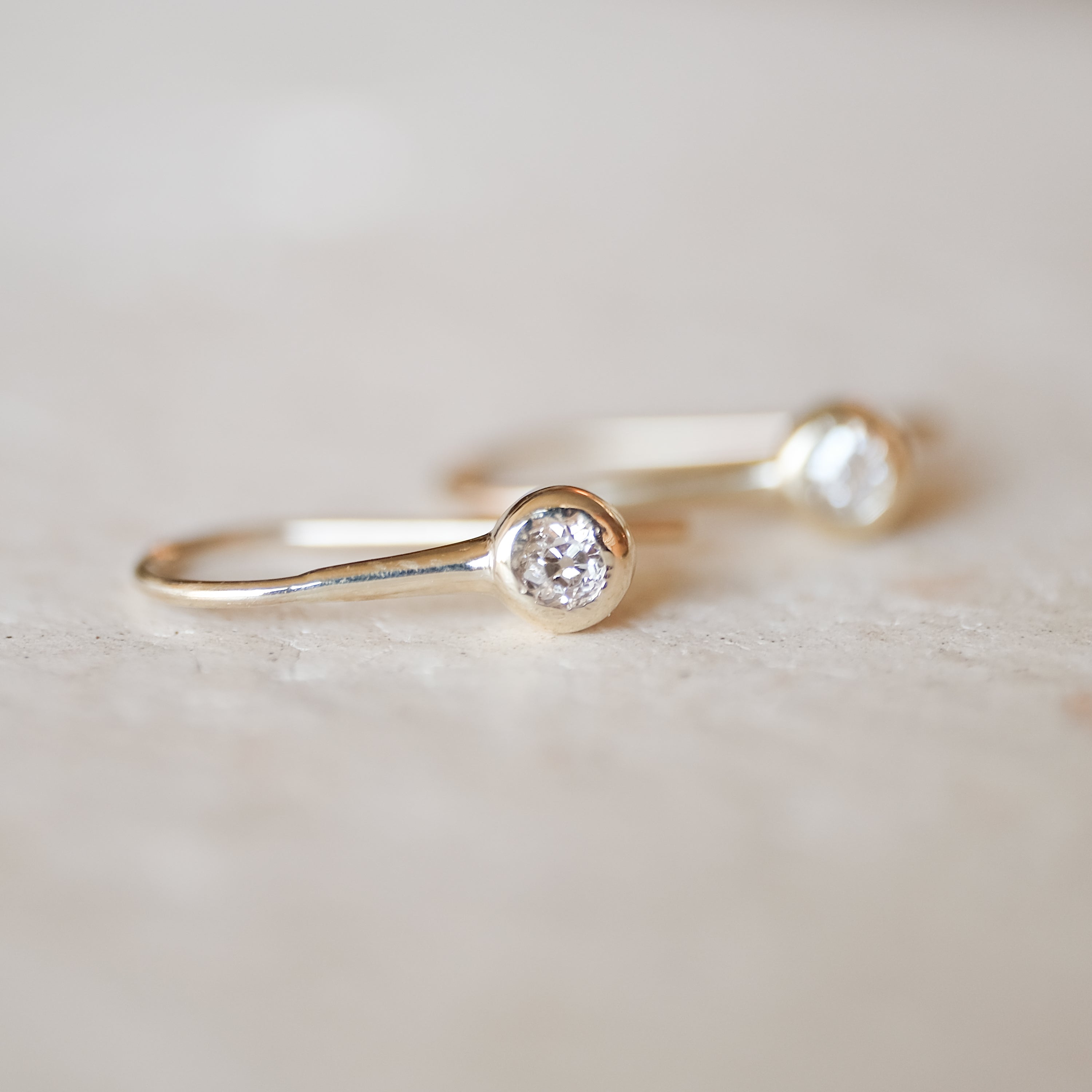 Old Mined Diamond Organic Bezel Earrings | OOAK