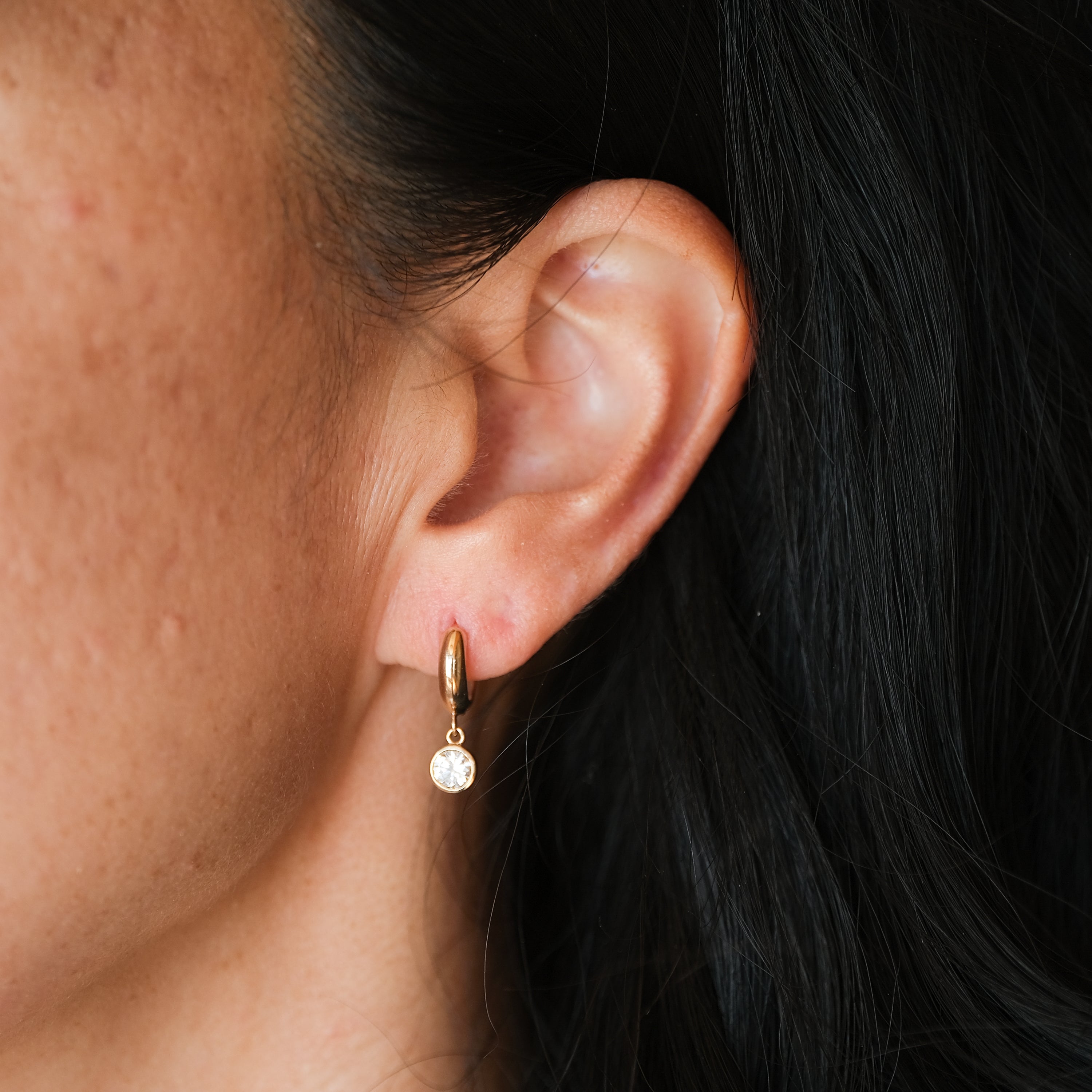 Bezel Diamond Chubby Hoops | OOAK