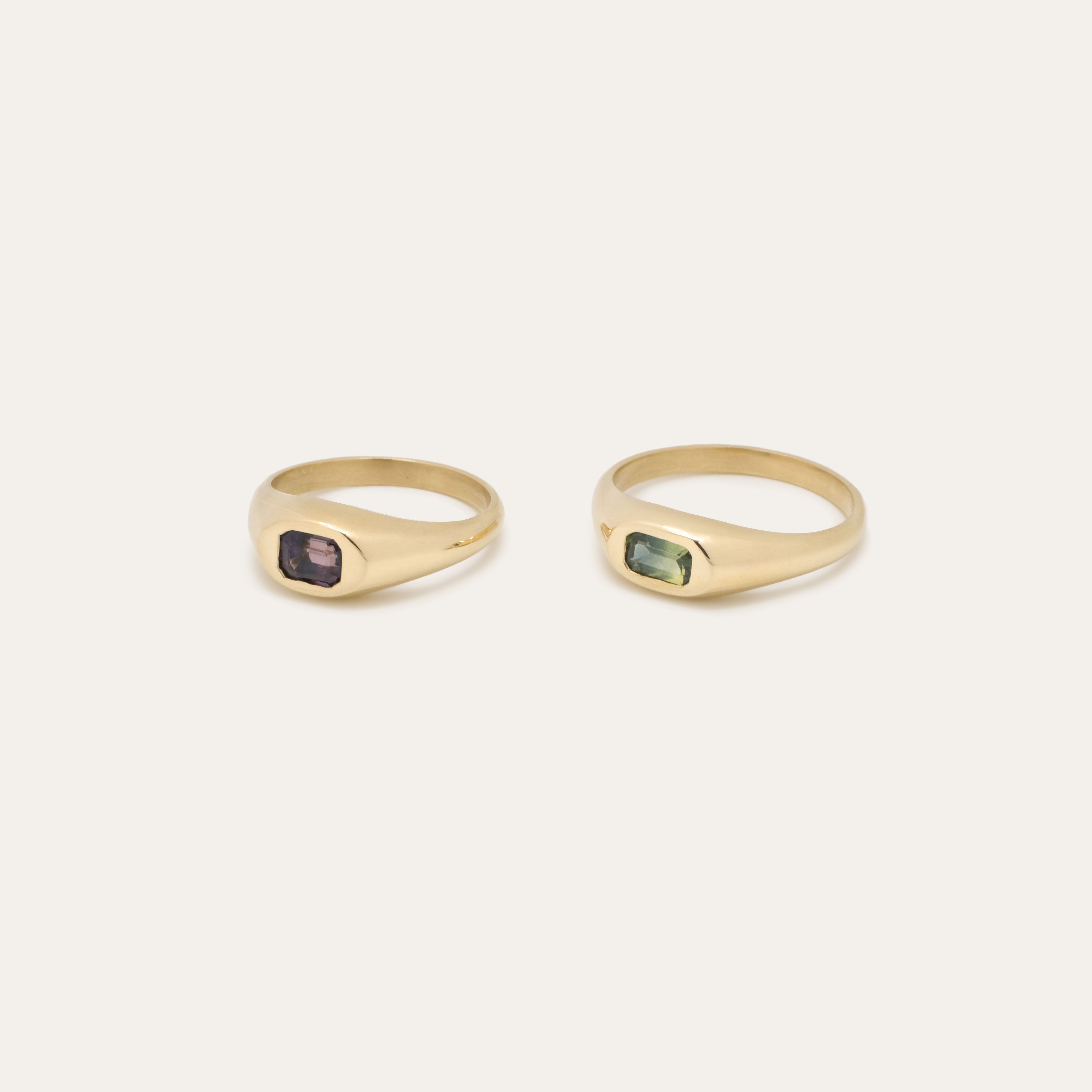 Emerald Cut Bi-color Sapphire Ring | OOAK