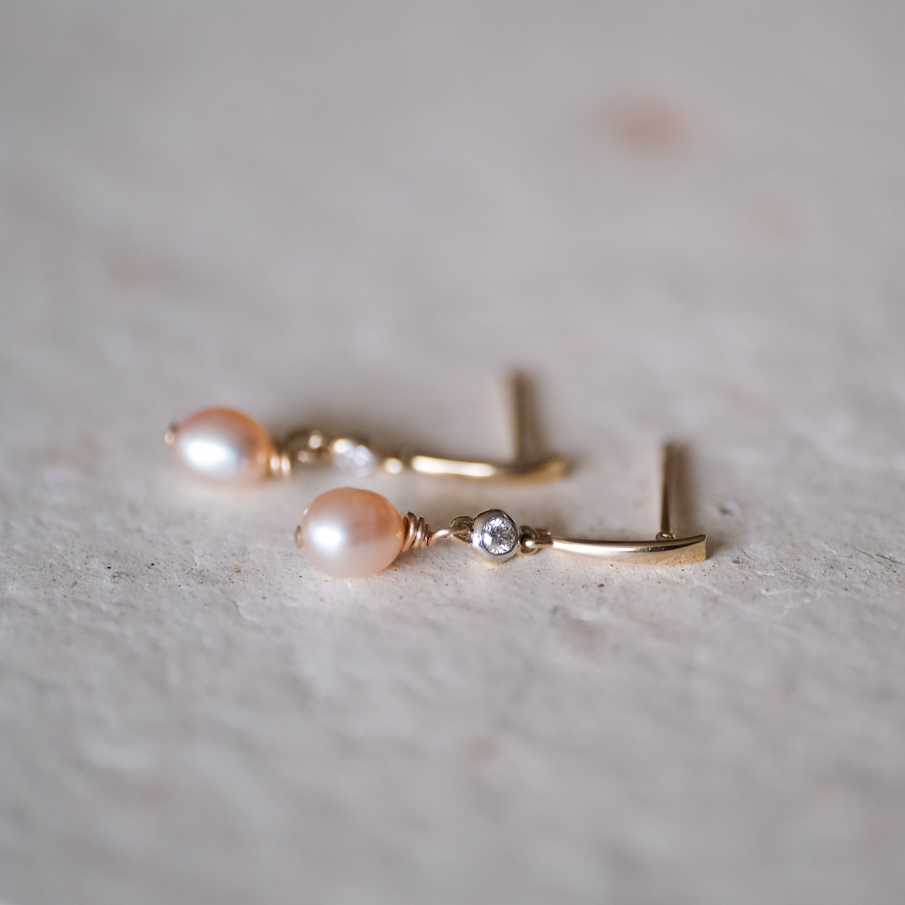 Blush Pearl Diamond Earring | OOAK