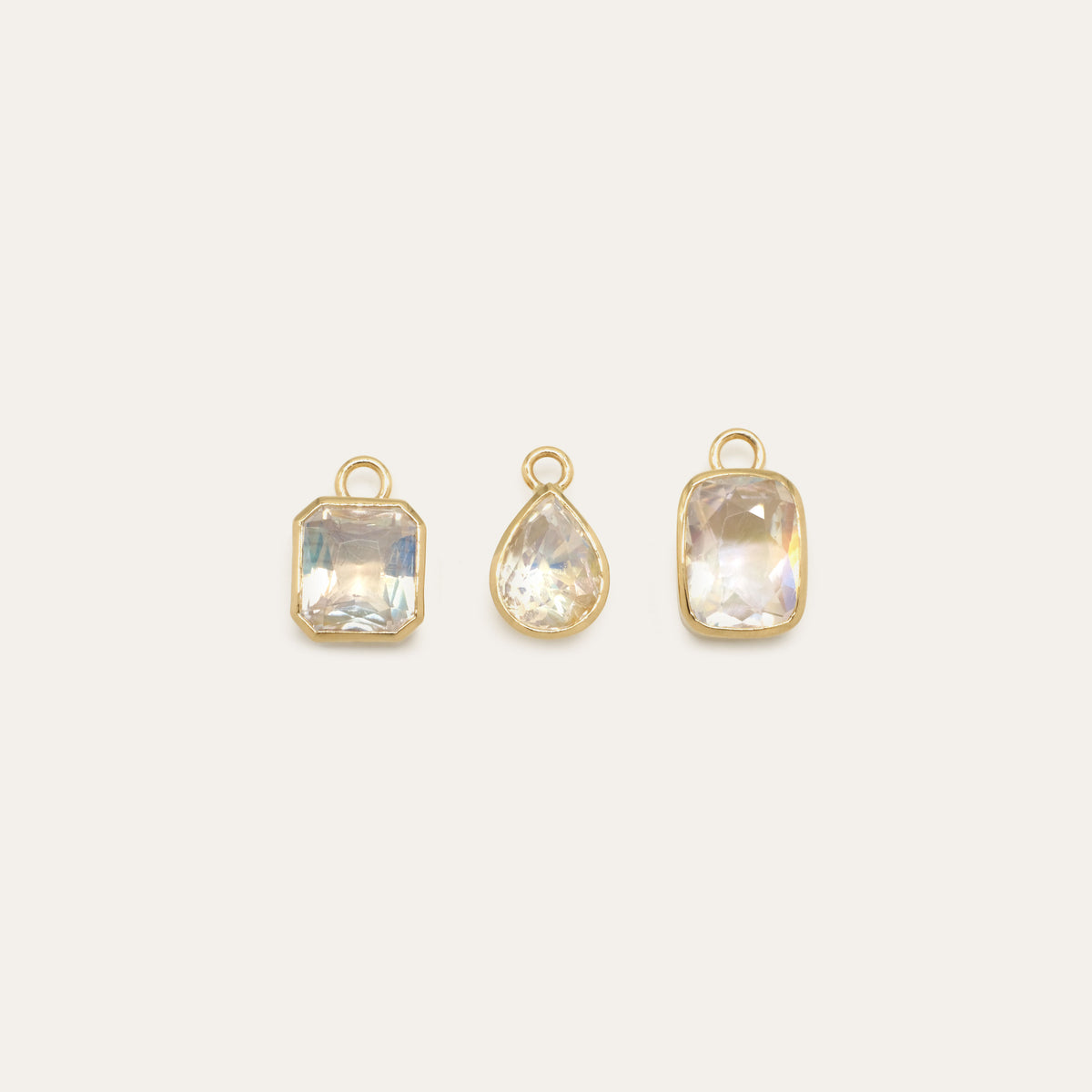 Diamond Cut Moonstone Charm | OOAK