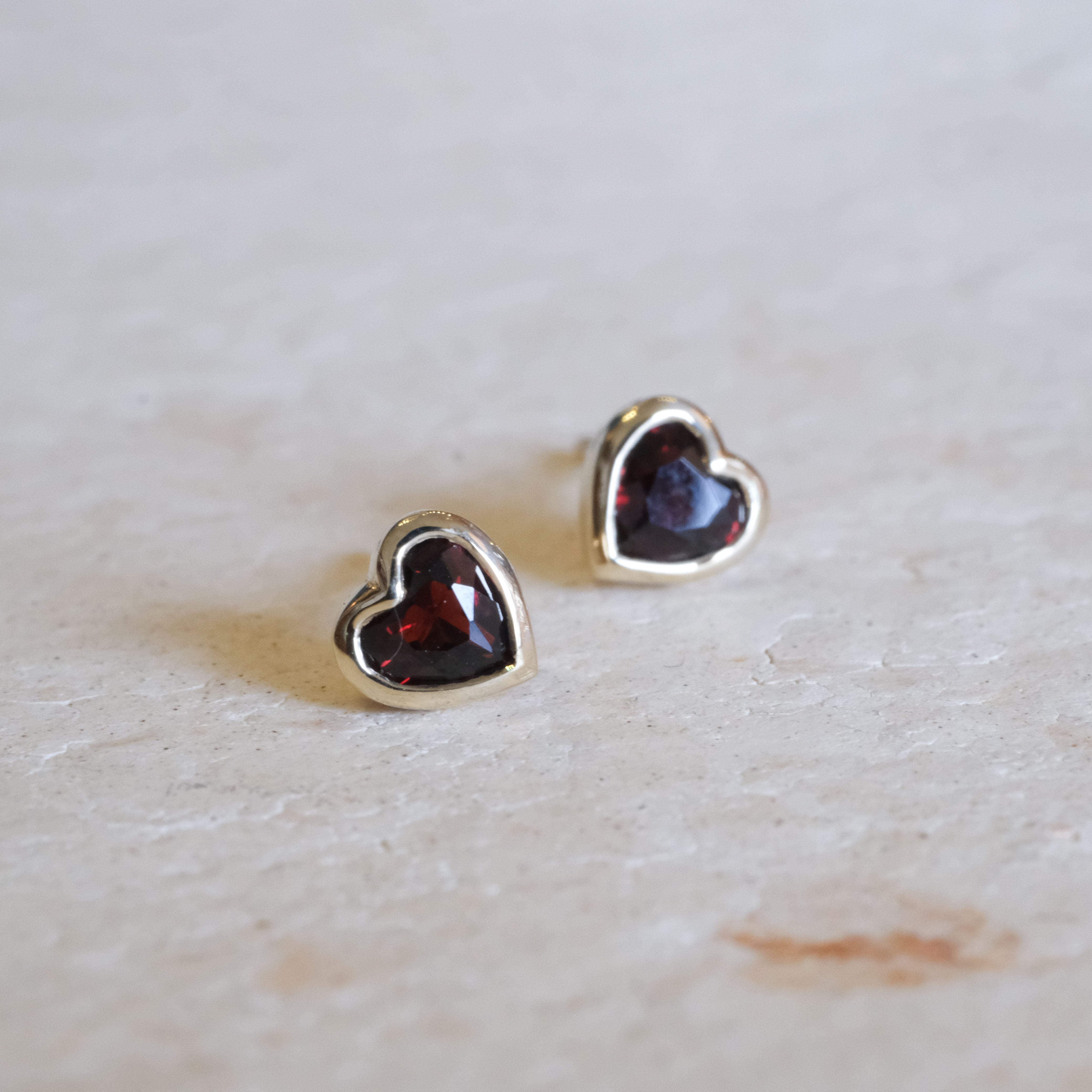 Bezel Heart Earrings | OOAK