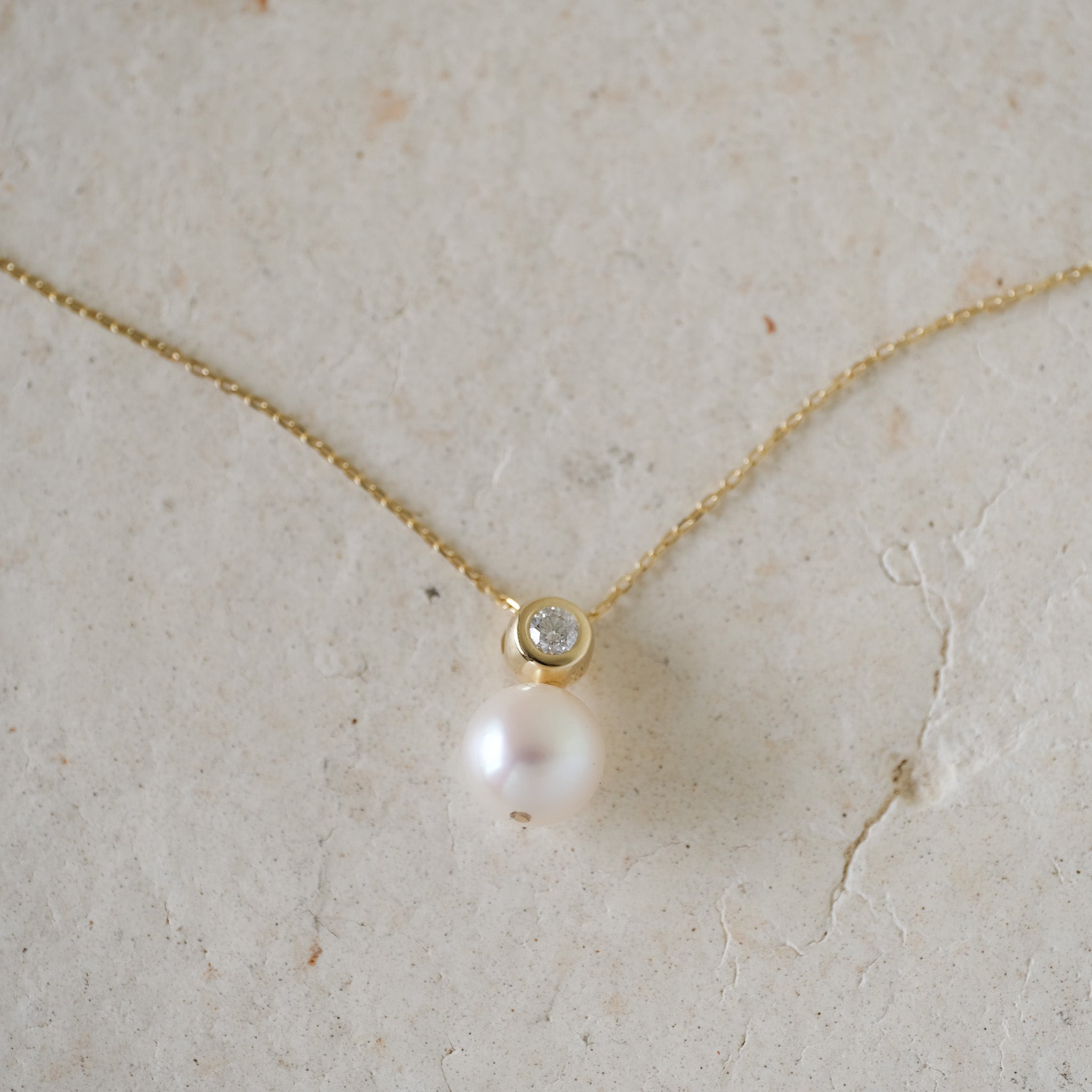 Floating Diamond Pearl Necklace | OOAK