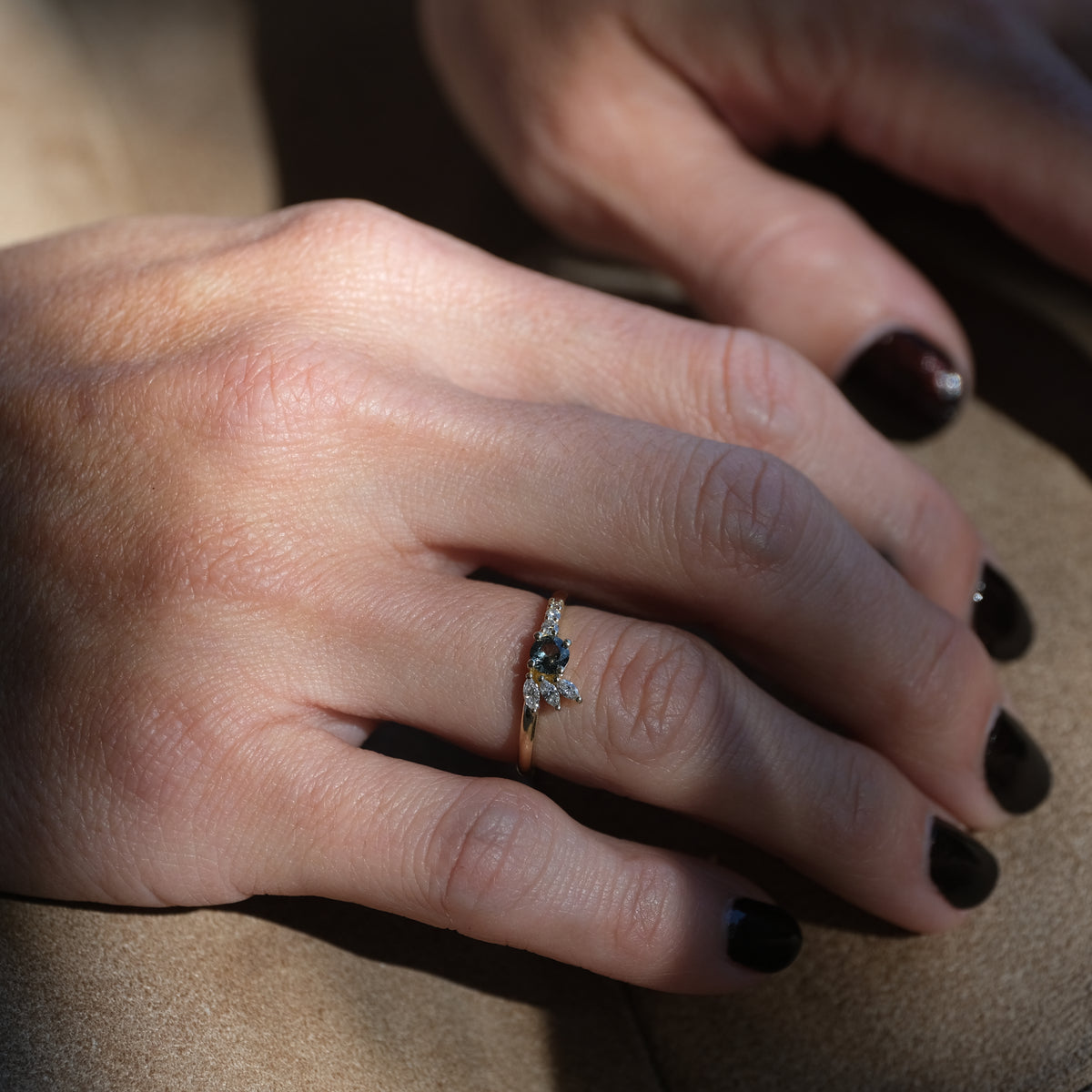 Sapphire and Diamond Flourish Ring | OOAK