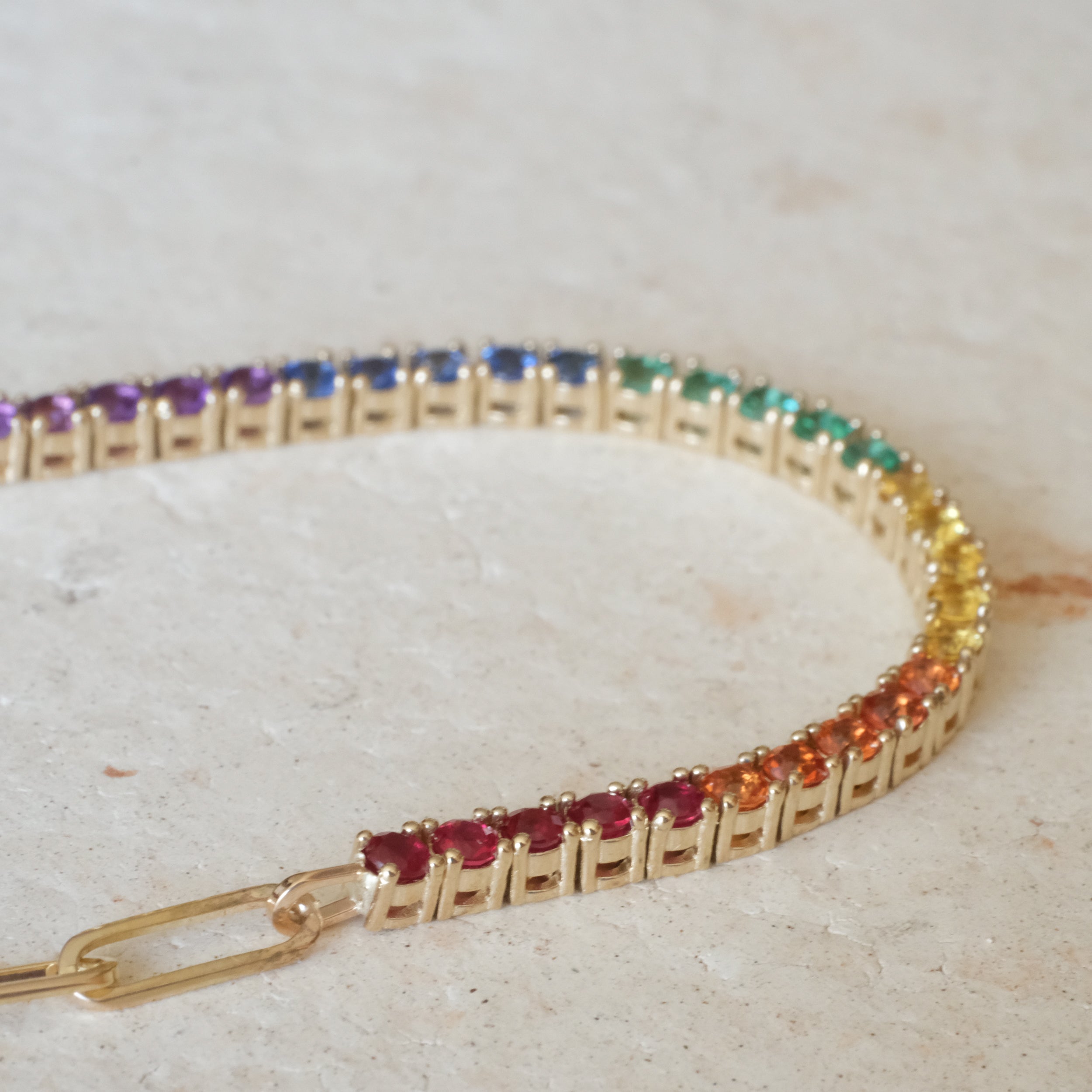 Half & Half Rainbow Jumbo Brick Bracelet | OOAK