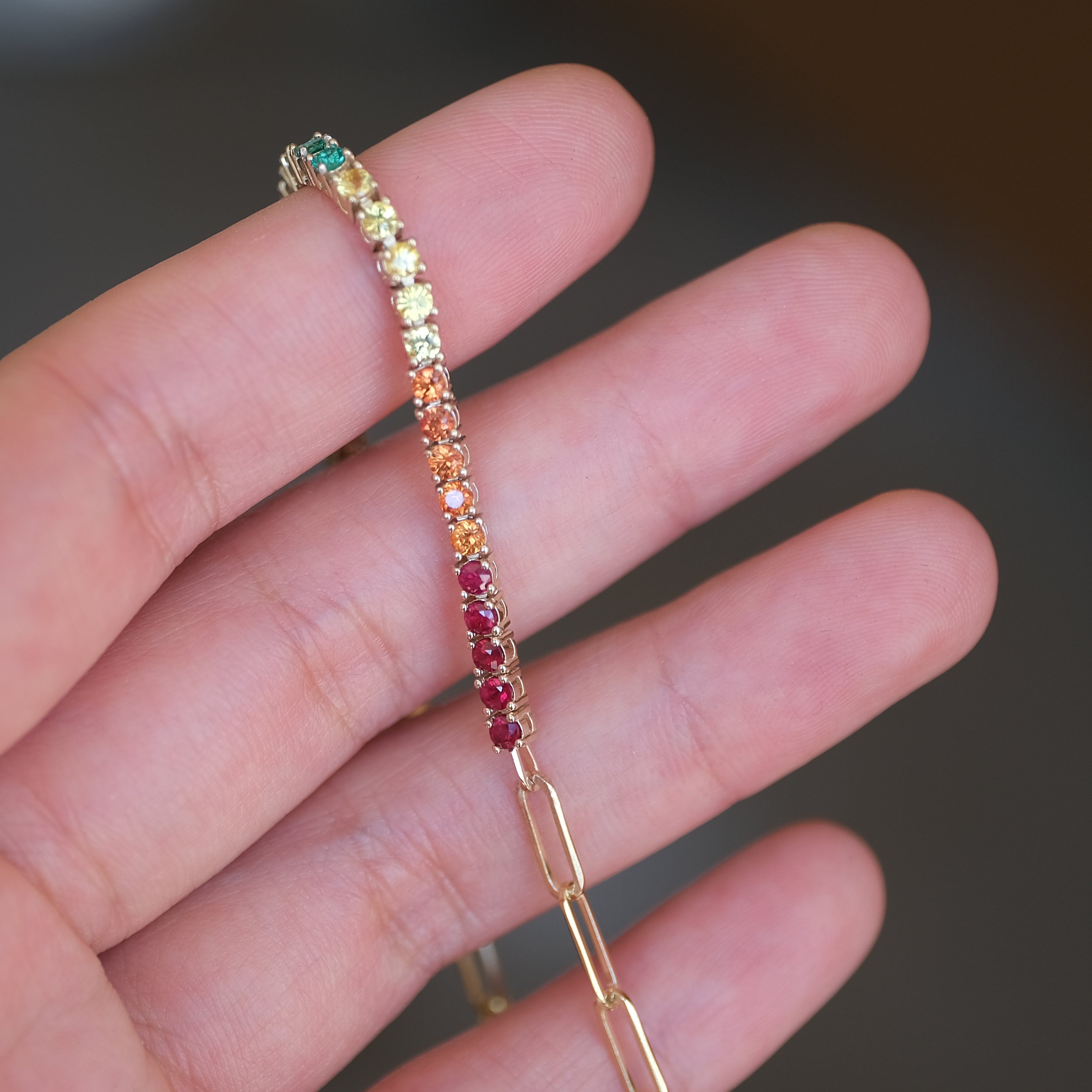 Half & Half Rainbow Jumbo Brick Bracelet | OOAK