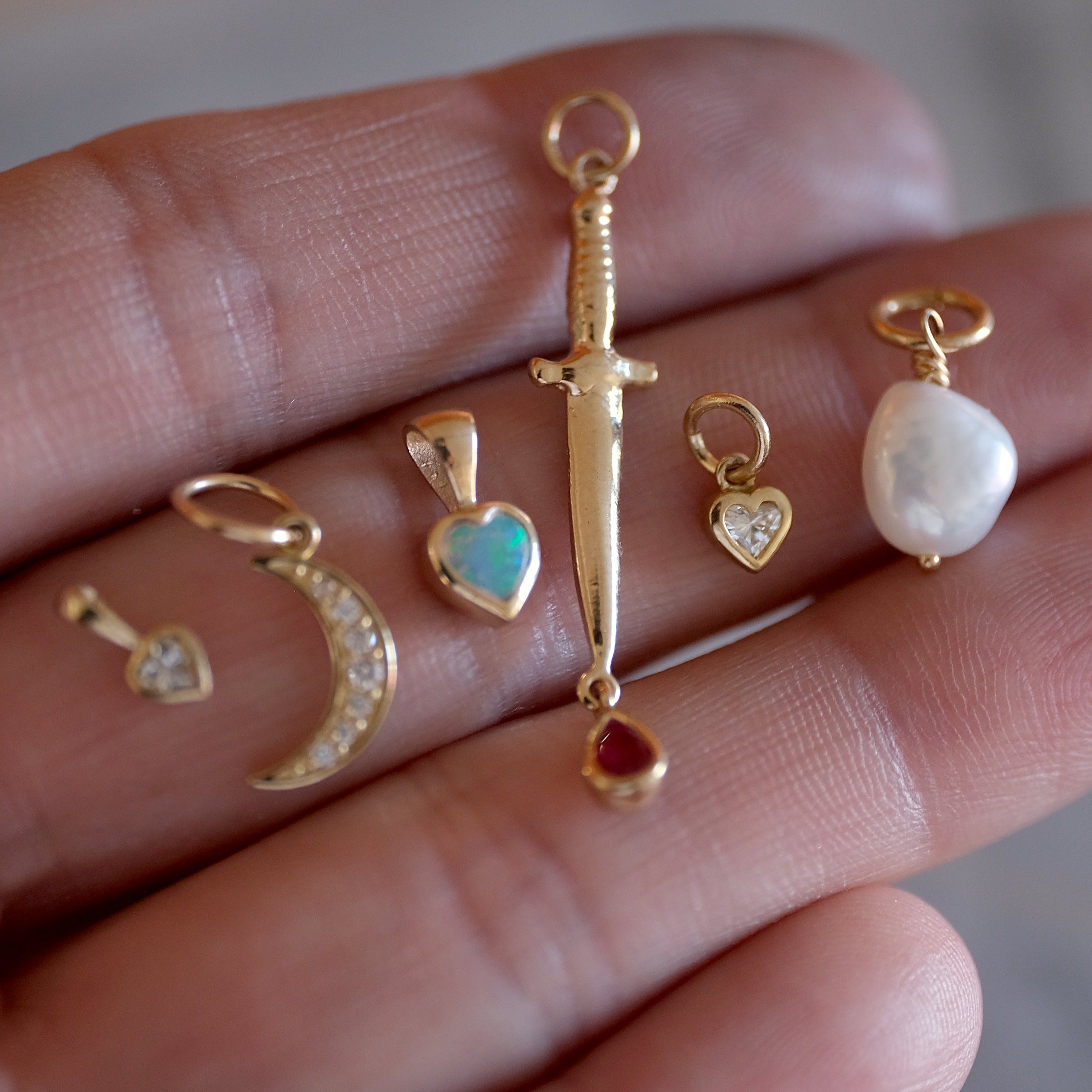 Mini Bezel Heart Charm | OOAK