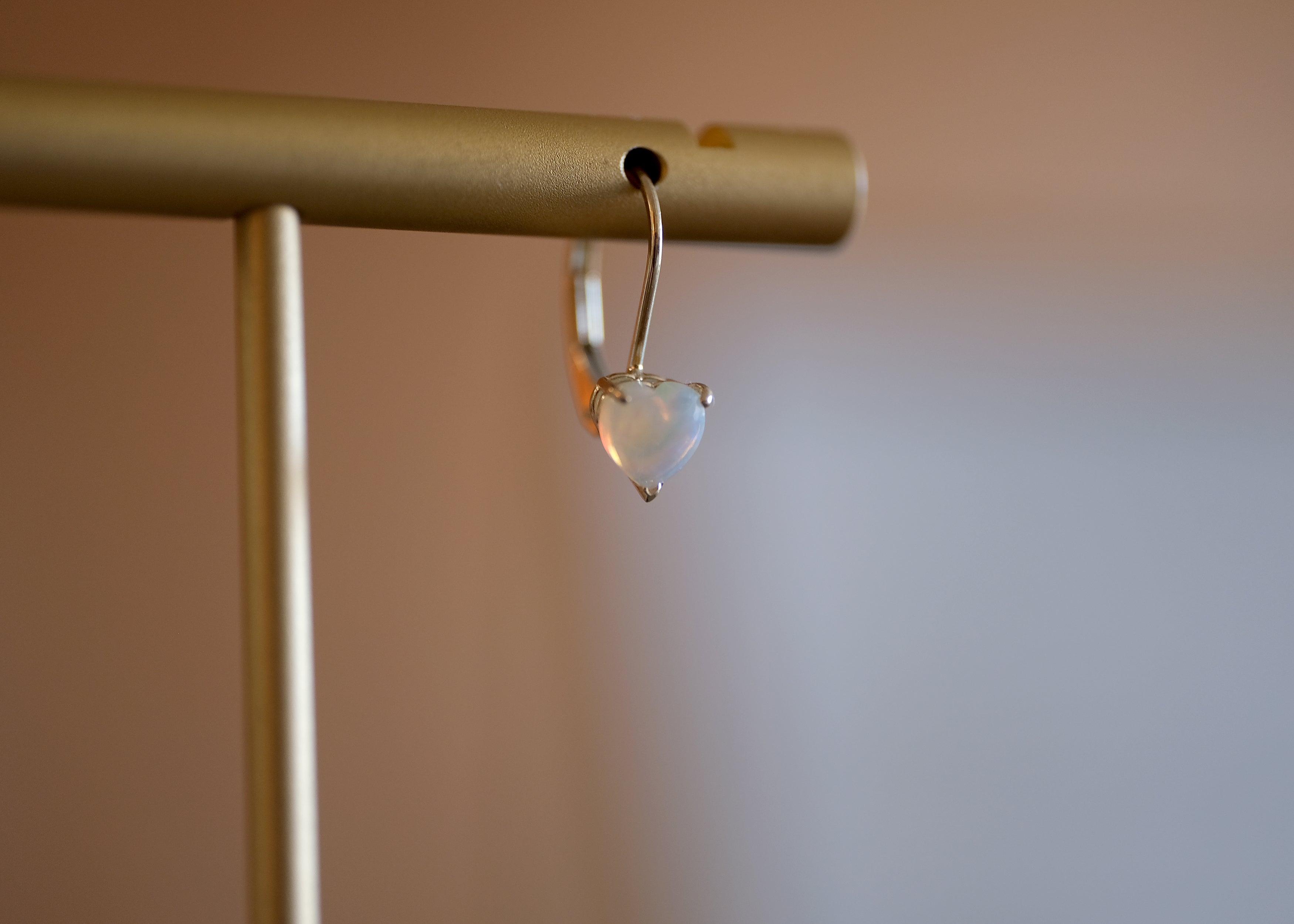 Opal Heart Hoop Earring | OOAK