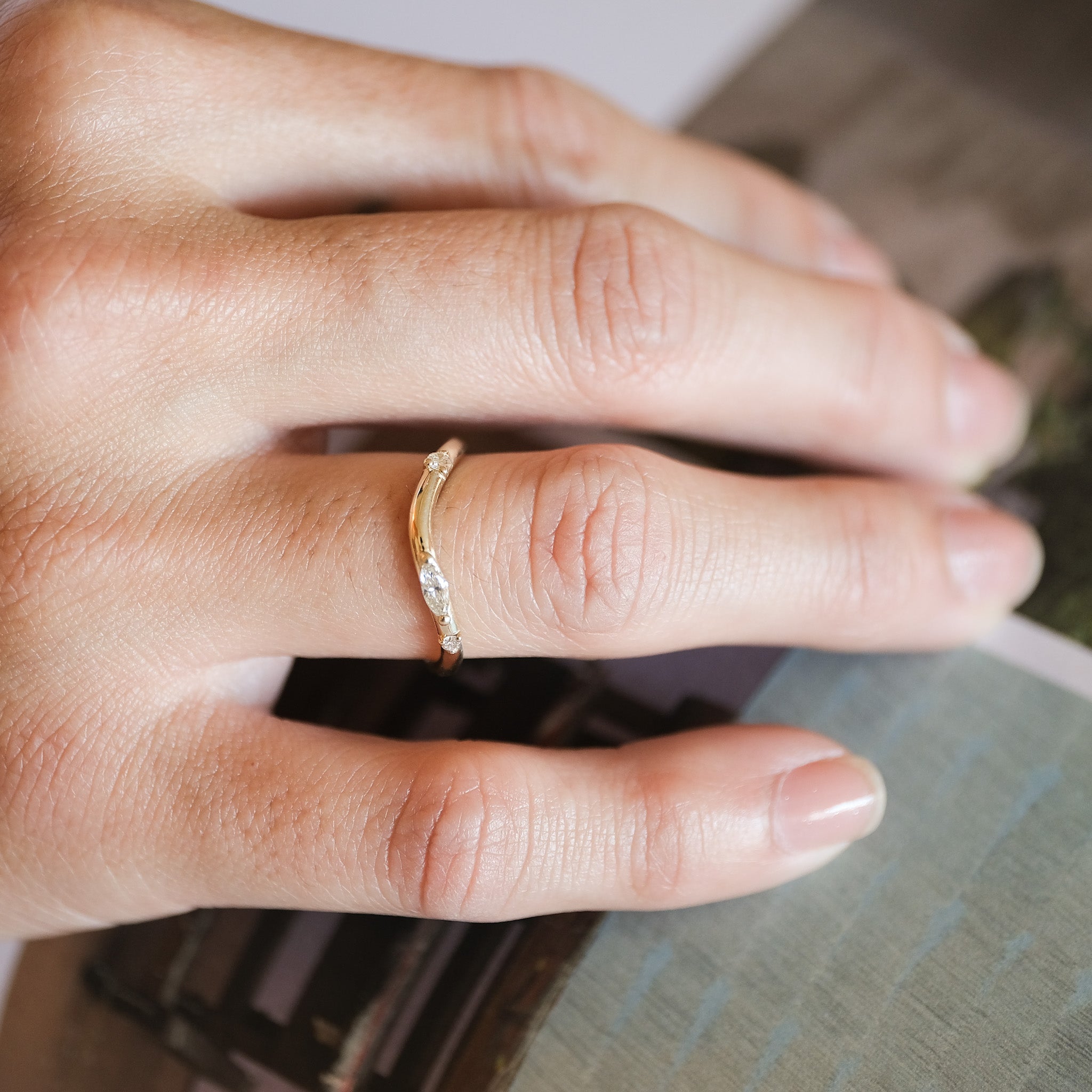 Champagne Diamond Wave Ring | OOAK