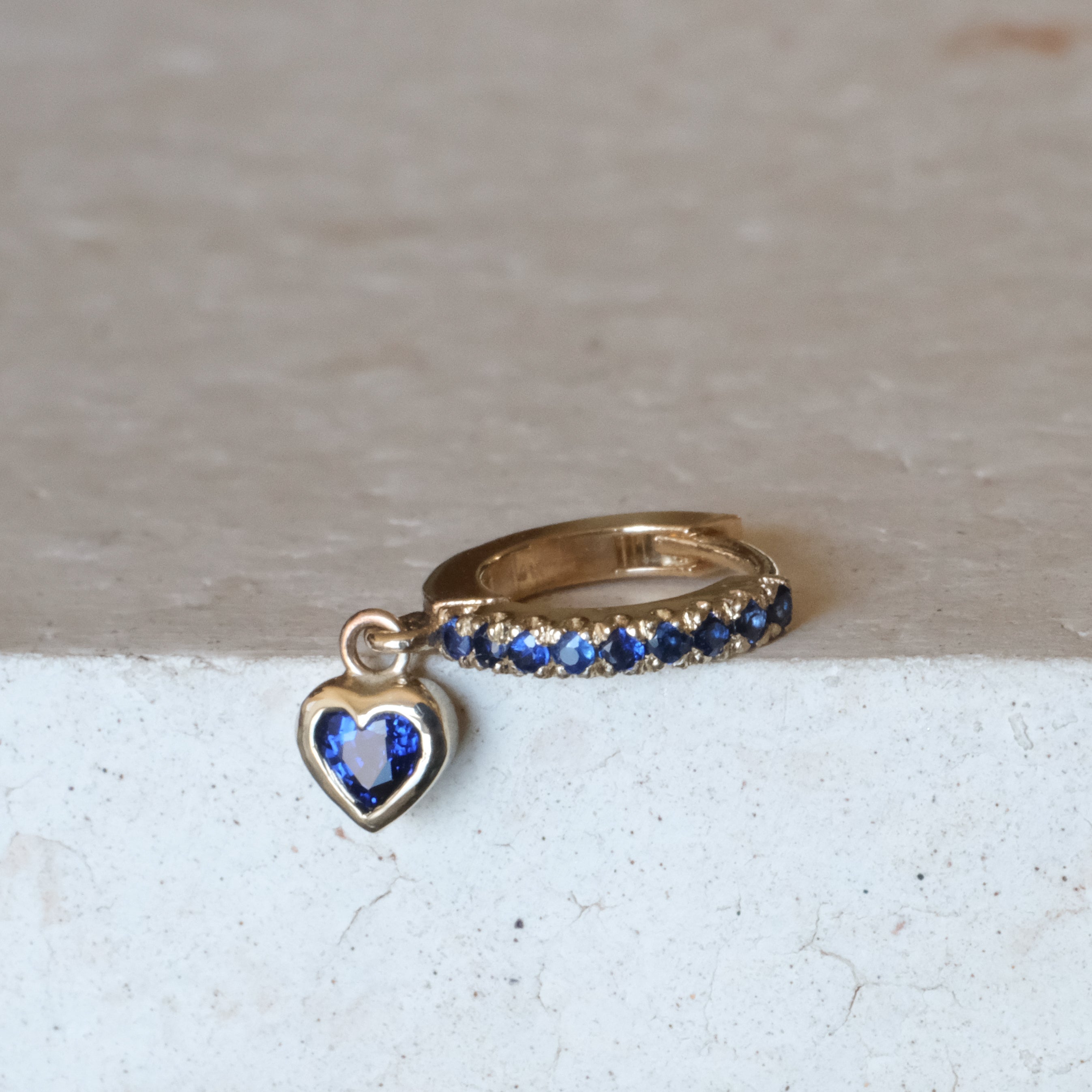 Bezel Heart Drop Hoop | OOAK
