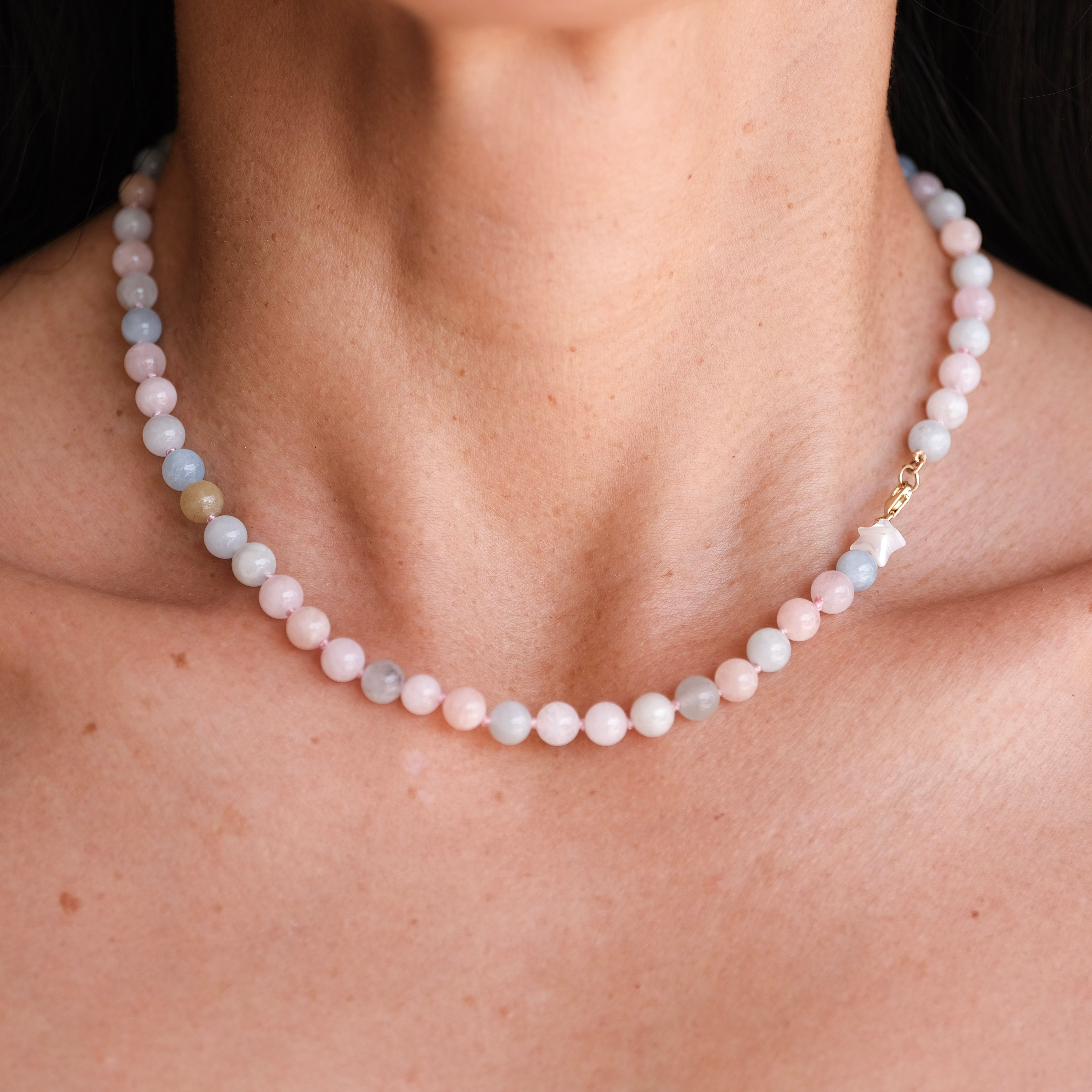 Morganite Beaded Necklace | OOAK