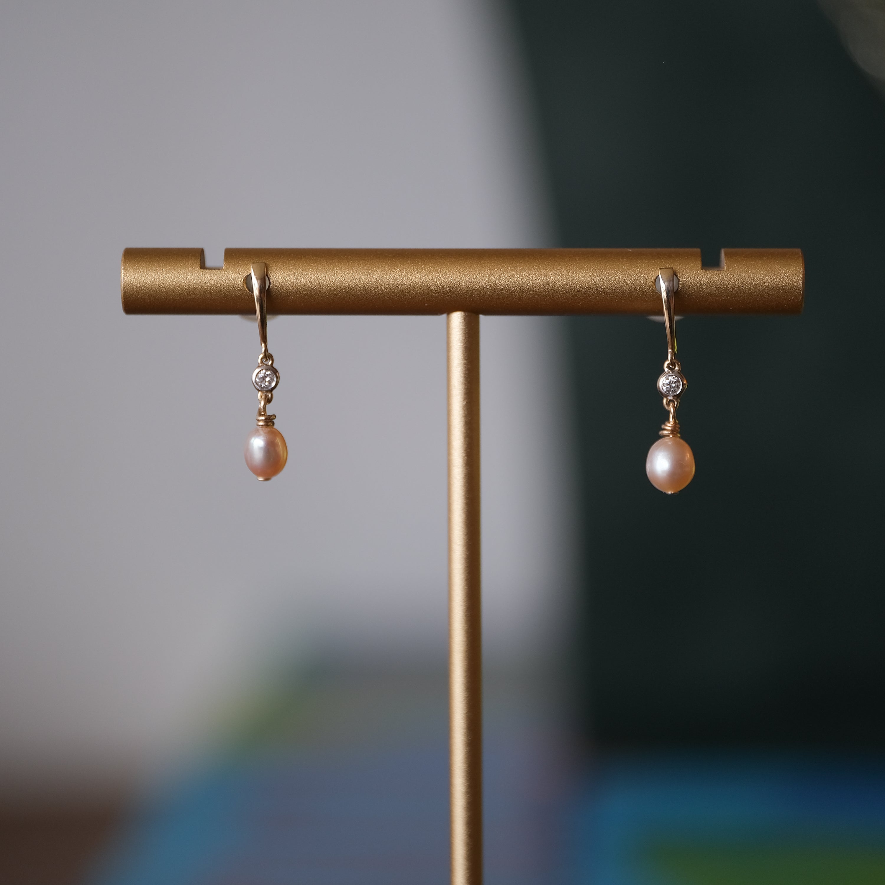 Blush Pearl Diamond Earring | OOAK