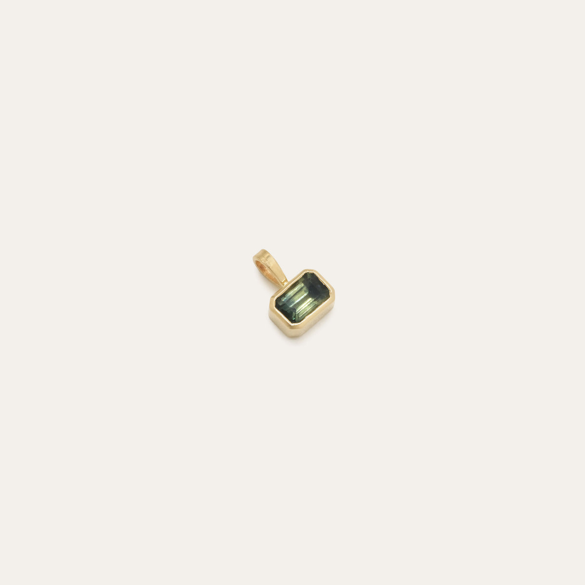 Emerald Cut Bi-color Sapphire Charm | OOAK