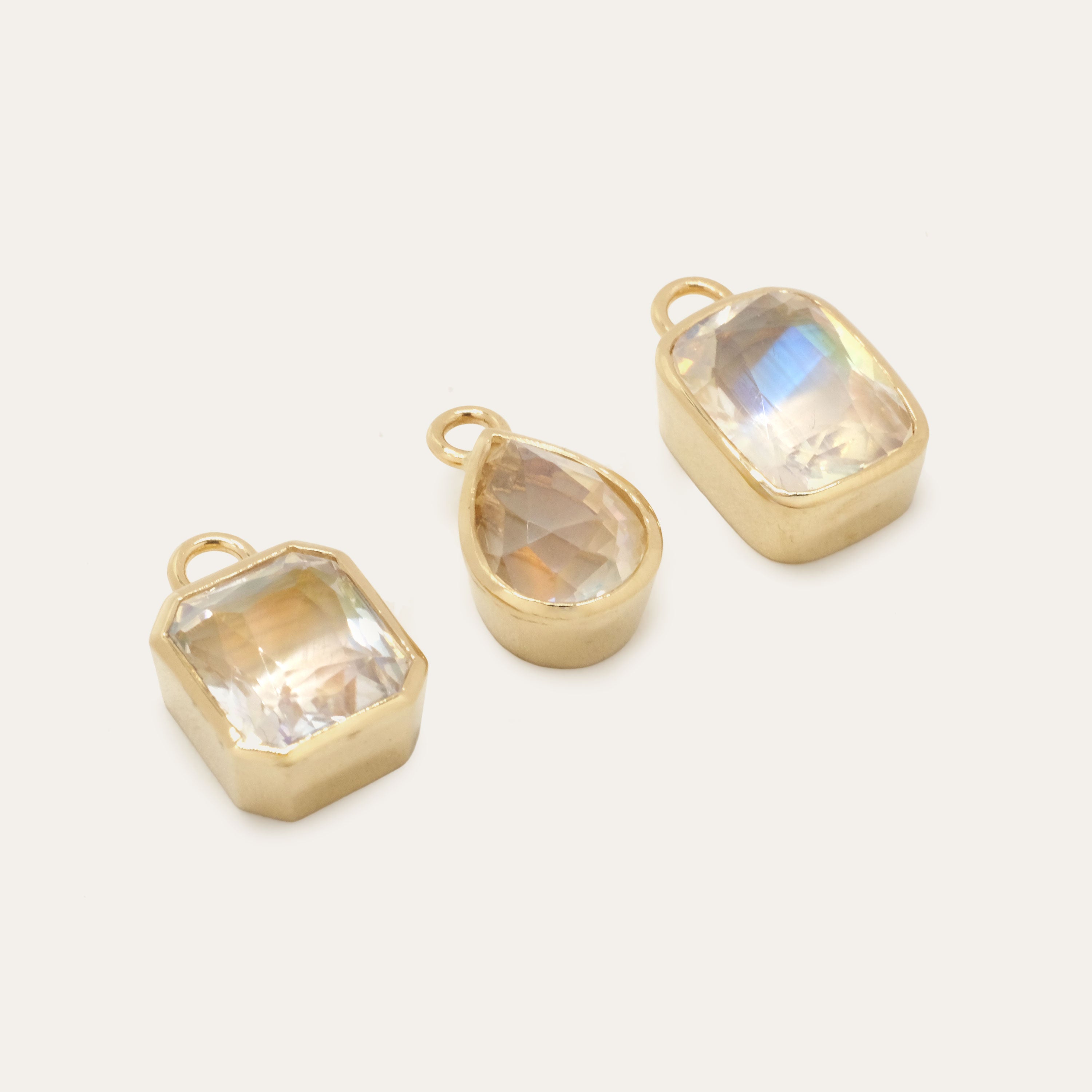 Diamond Cut Moonstone Charm | OOAK