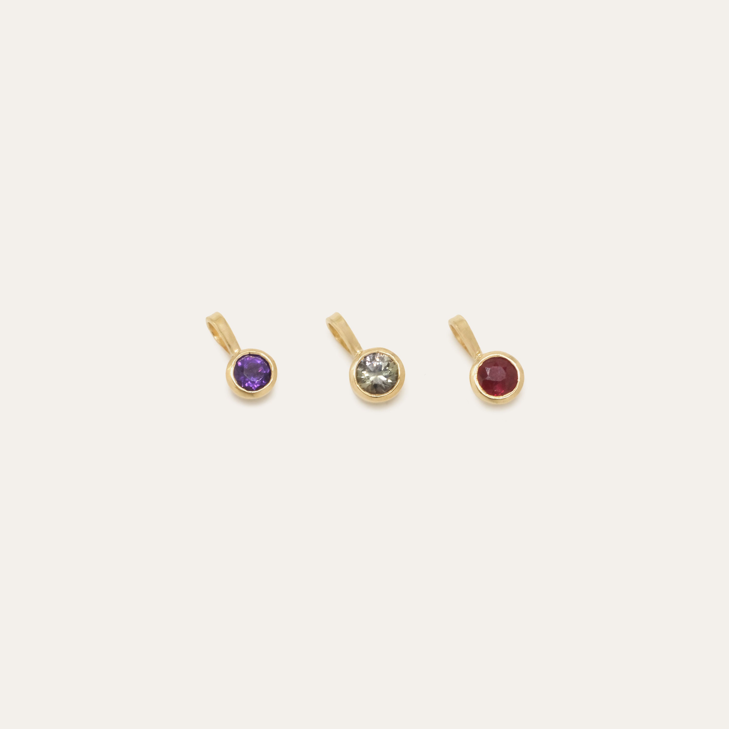 Round Bezel Birthstone Charm | OOAK