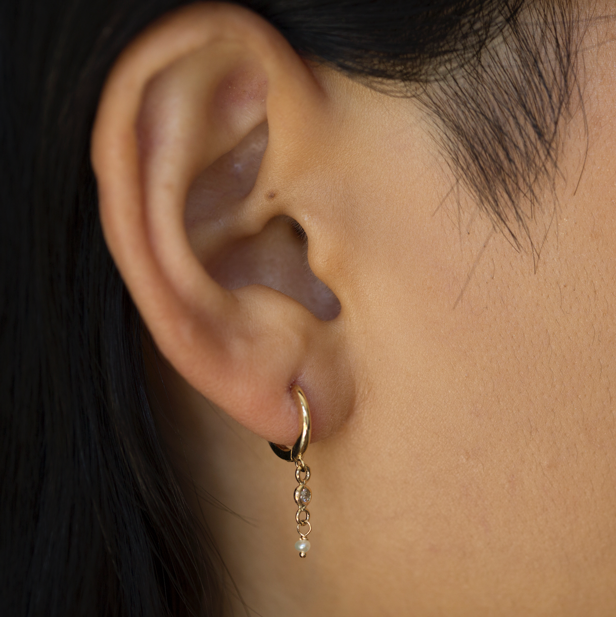 Pearl Diamond Drop Earring