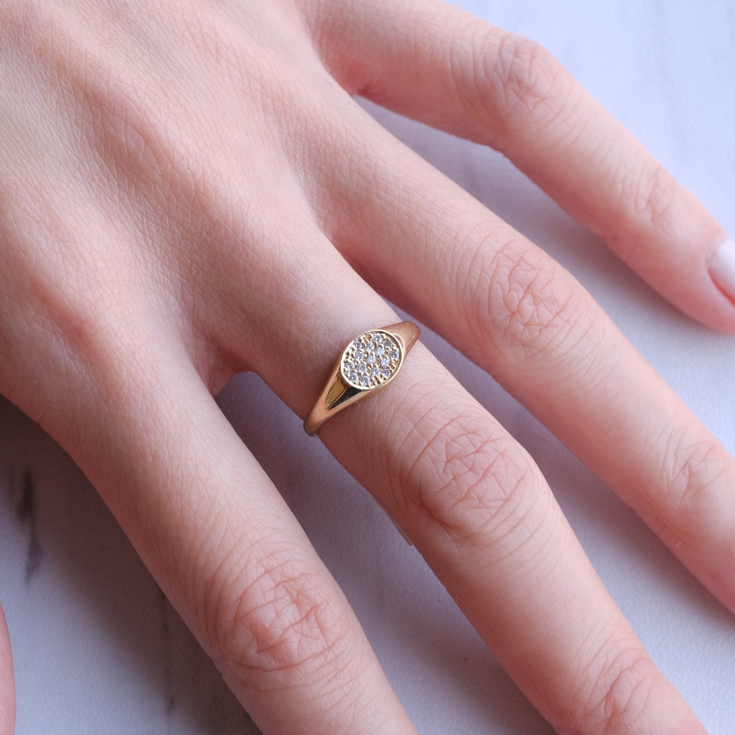 Baby Signet Pave Ring