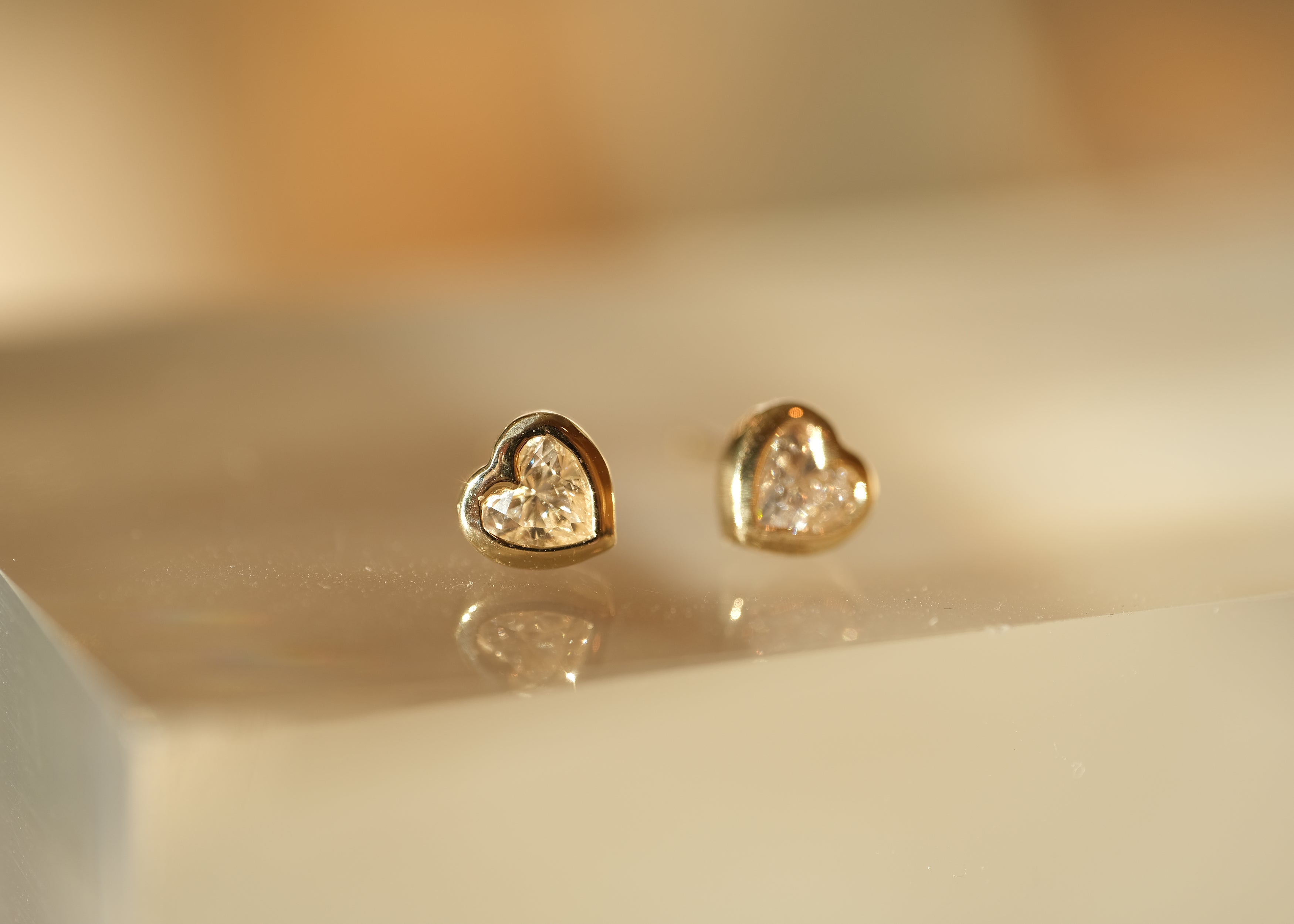 Bezel Heart Earrings | OOAK