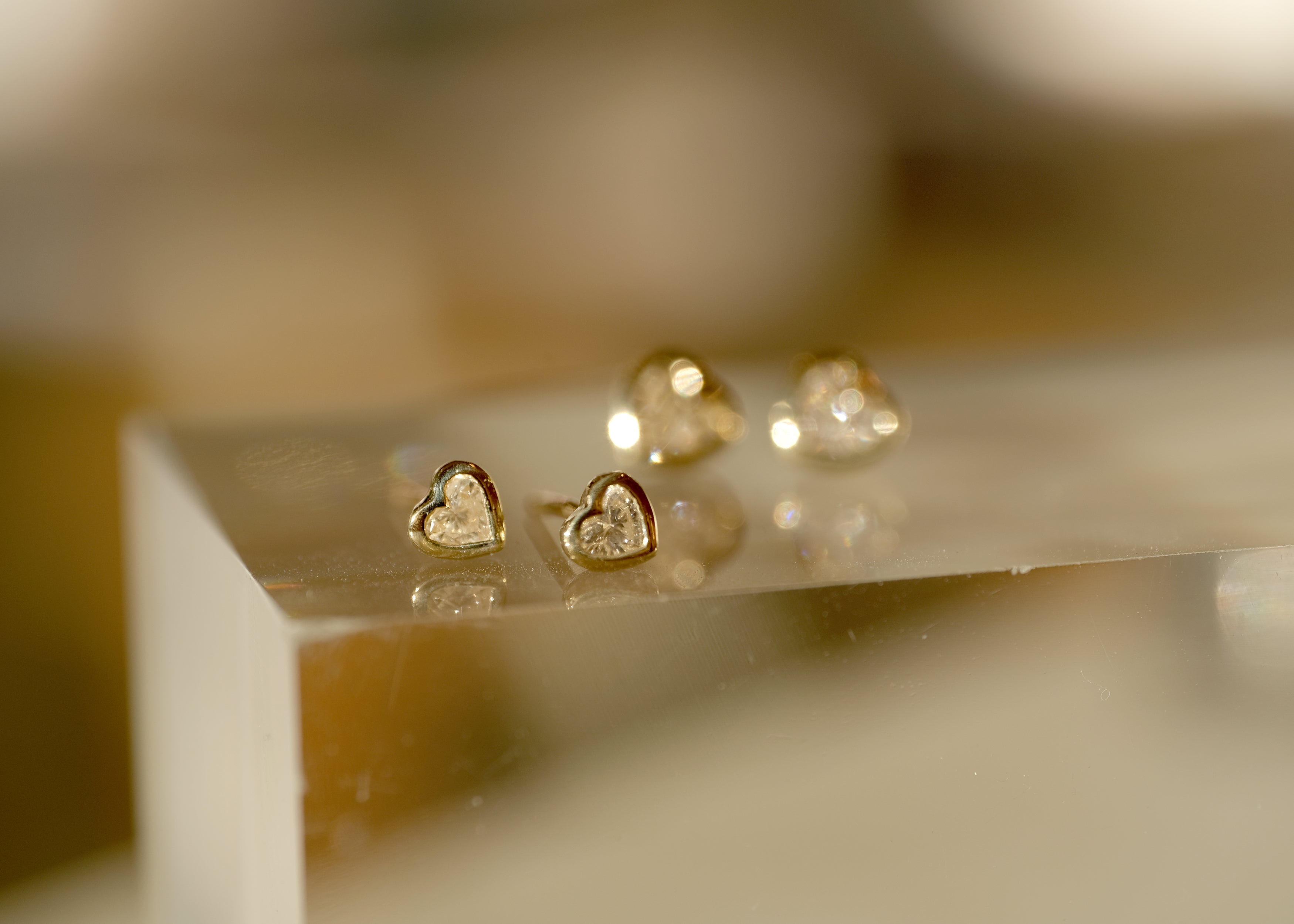 Bezel Heart Earrings | OOAK