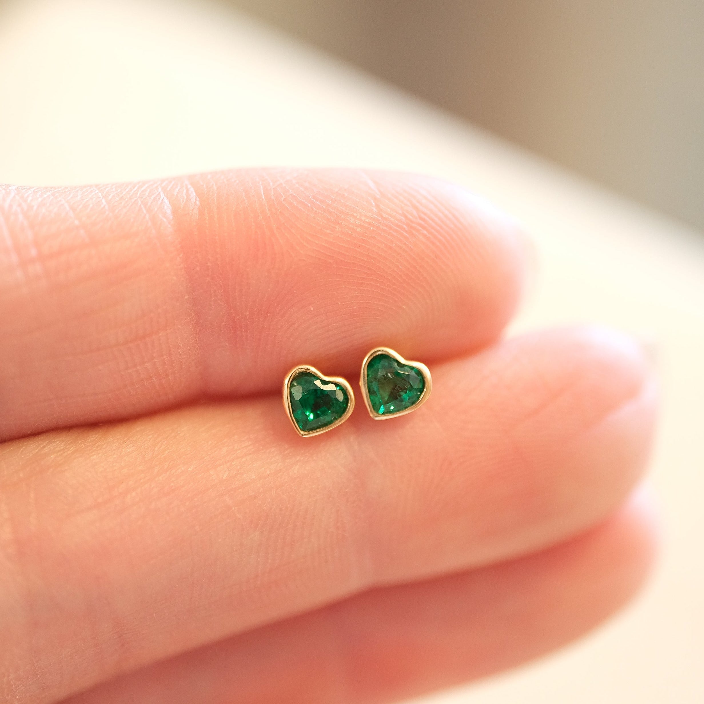 Bezel Heart Earrings | OOAK